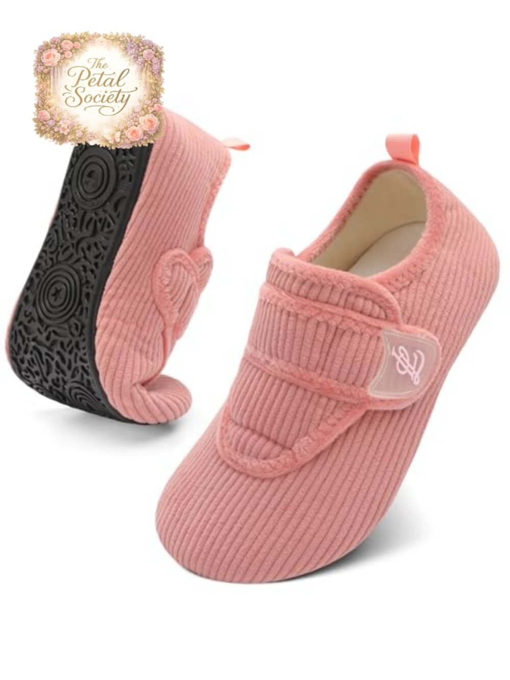 Adjustable Hook and Loop Corduroy Slippers Soft Comfy House Shoes Non-Slip